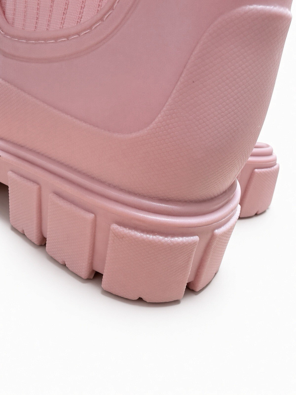 Pink Rain Boots Women Chelsea Sock Knit Waterproof Chunky Sole US 8 EU 39