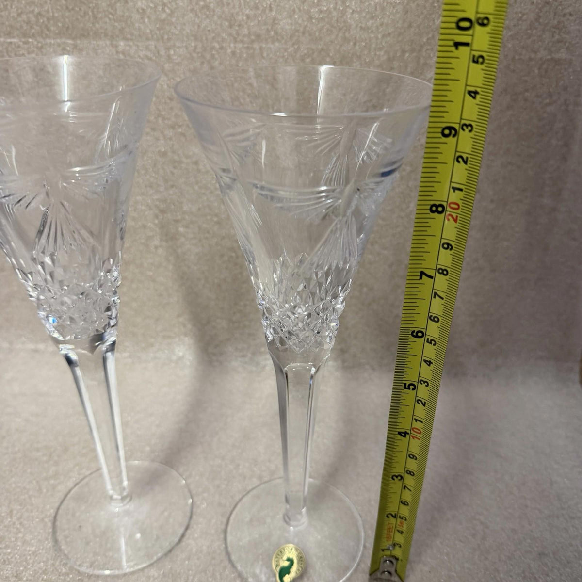 Pair Waterford Crystal Champagne Flutes The Millennium Collection PEACE Dove Set