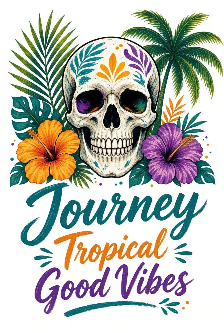 4pcs 10in Tropical Skull Journey Good Vibes DTF Transfer