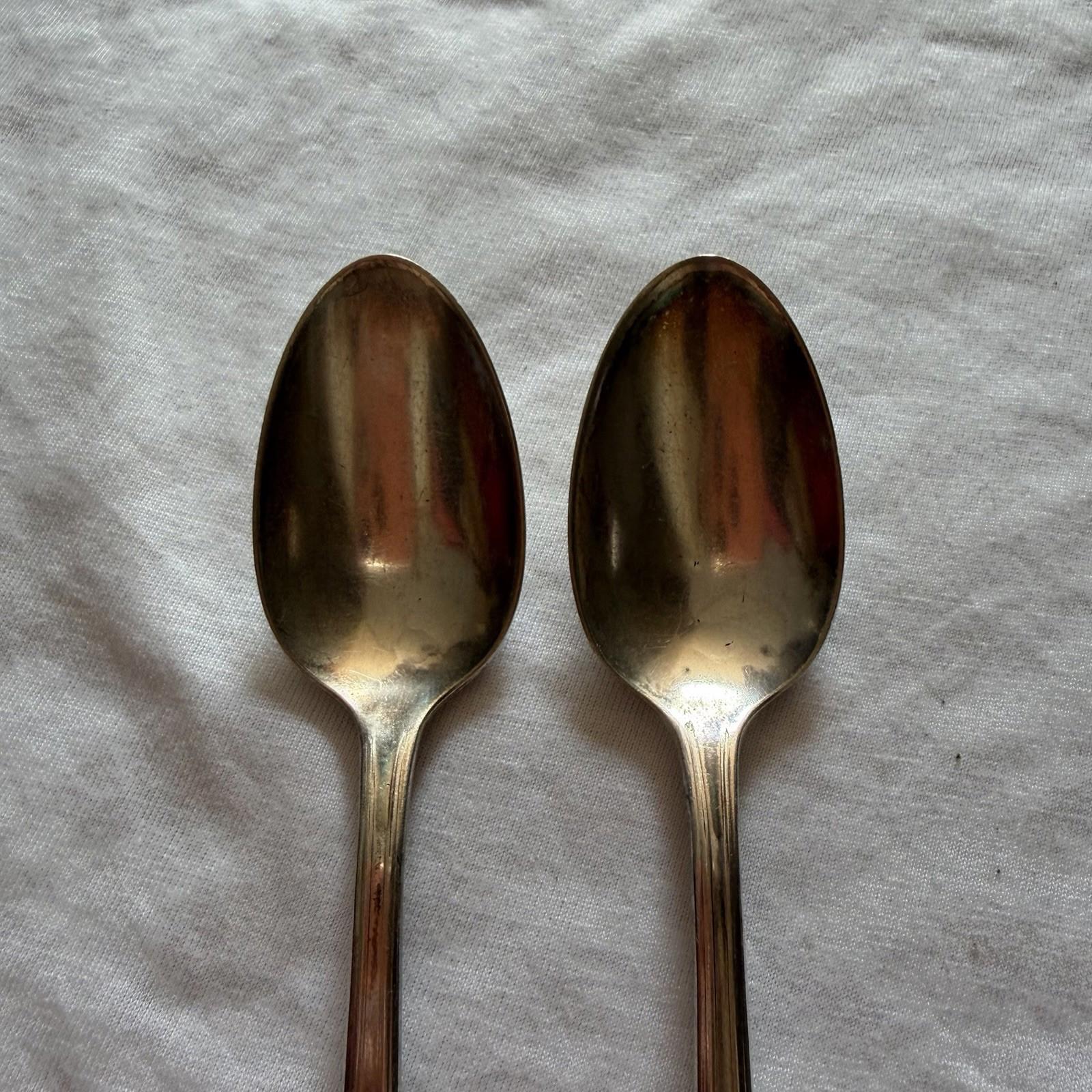 Vintage Wm Rogers Overlaid IS Silverplate Teaspoons Pair Floral Handle 1940s