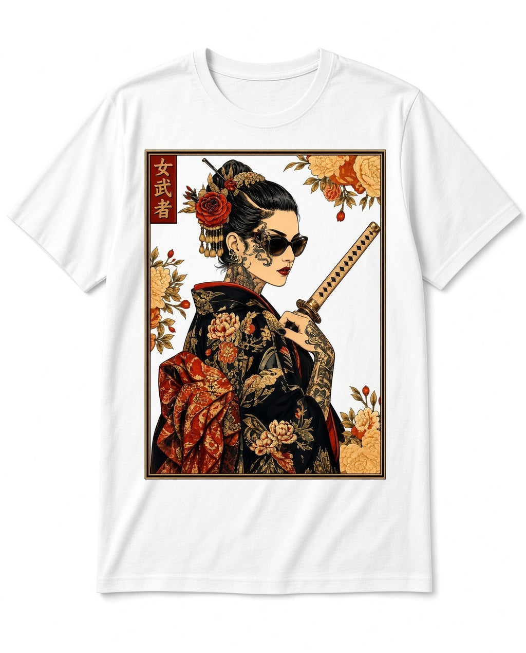 4PCS 10" DTF Transfers Japanese Geisha Warrior Katana Iron On Shirt
