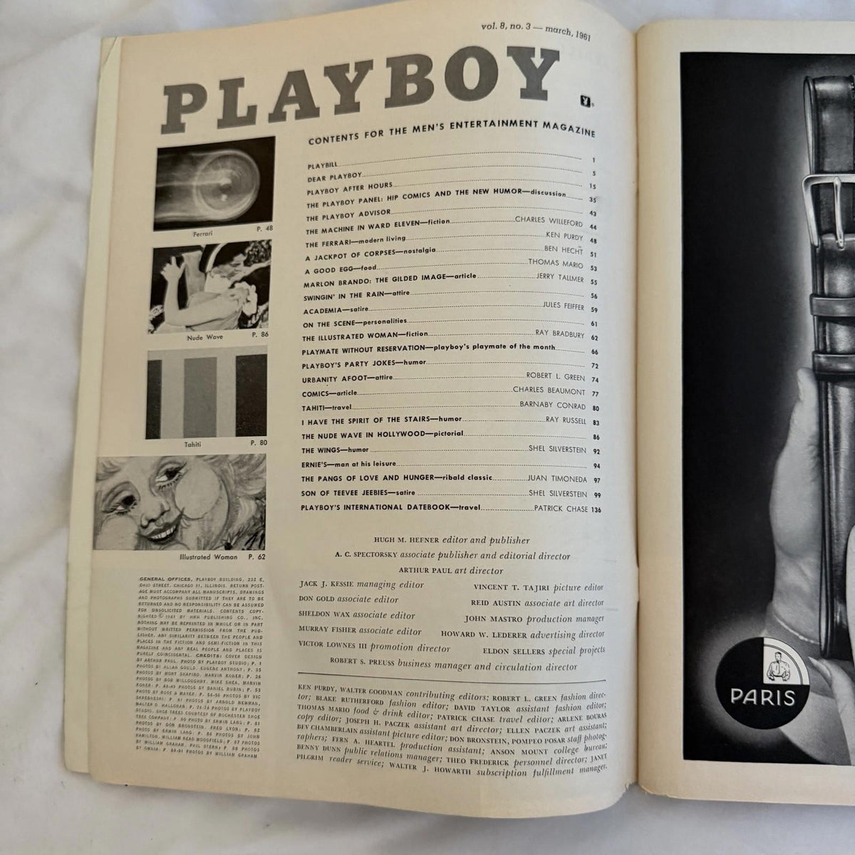 Vintage Playboy Magazine March 1961 Tonya Crews Centerfold Lenny Bruce