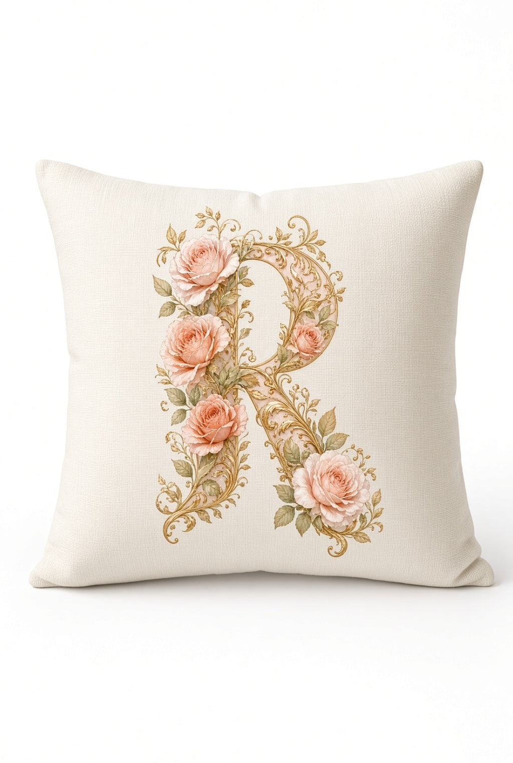4pcs 10in Floral Letter R Rose Gold Monogram DTF Transfer