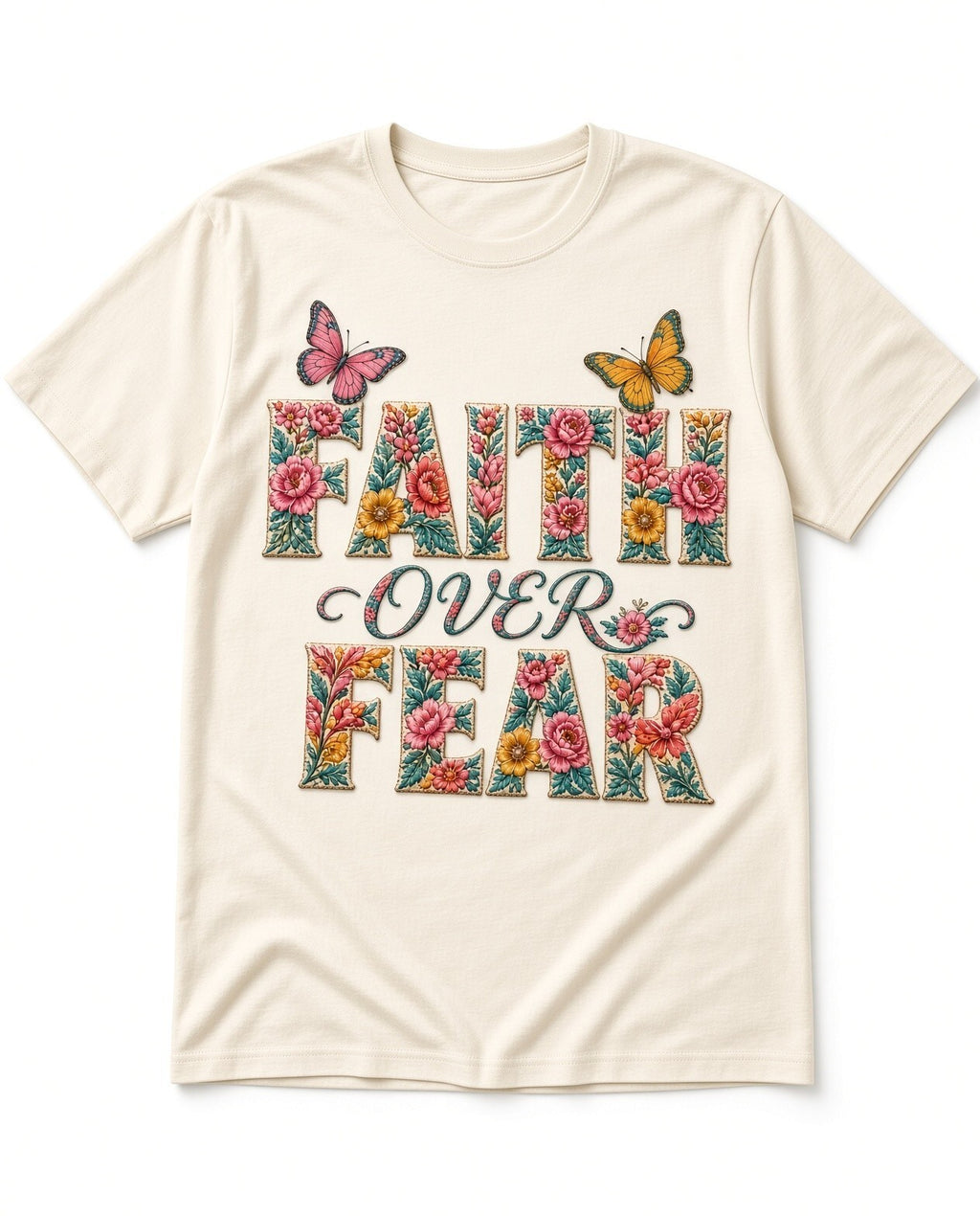 4Pcs 10 Inch Faith Over Fear Christian Floral DTF Iron On Shirt