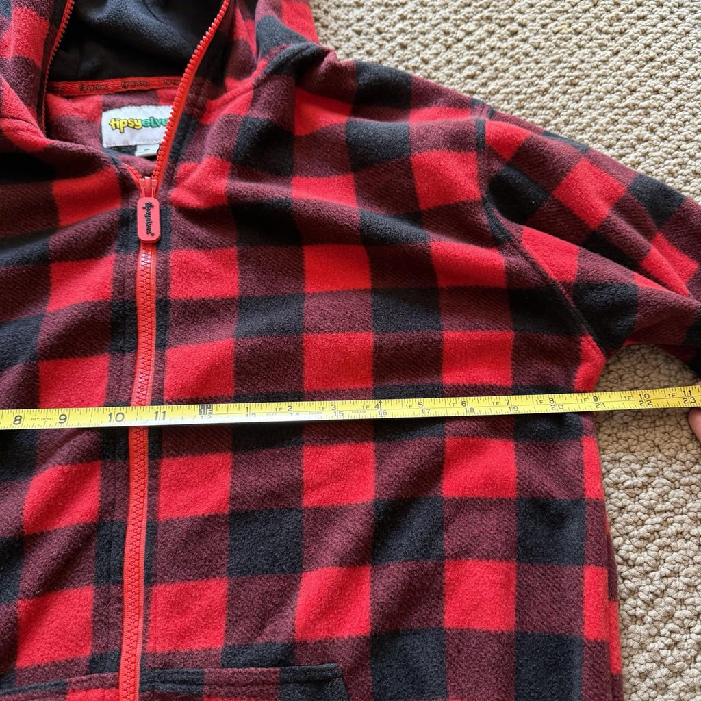 Tipsy Elves Jumpsuit Adult L Red Buffalo Plaid One Piece Pajama Lounge Holiday