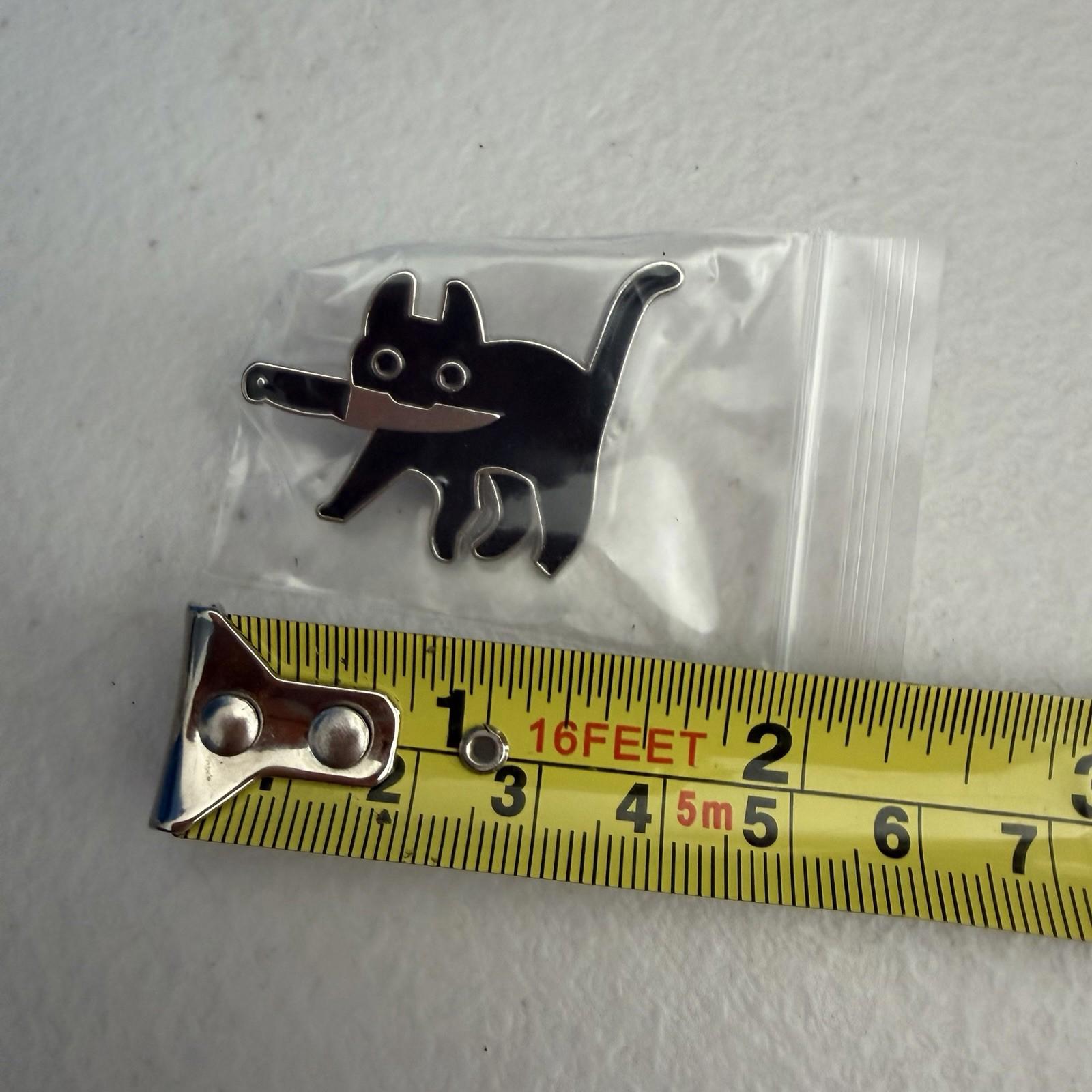 Stabby Cat Knife Enamel Pin Black Cat Lapel Badge Meme Pin New