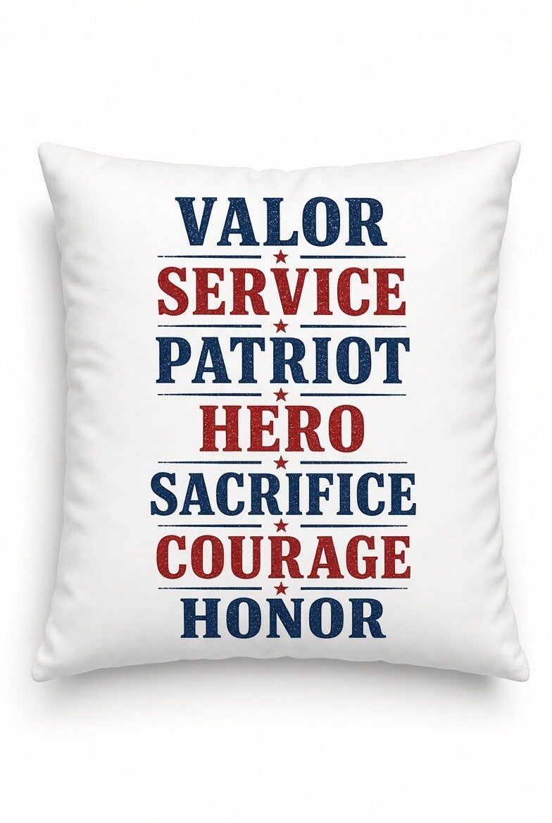 4Pcs 10" Valor Service Patriot Hero DTF Transfers Stacked Patriotic Words Iron