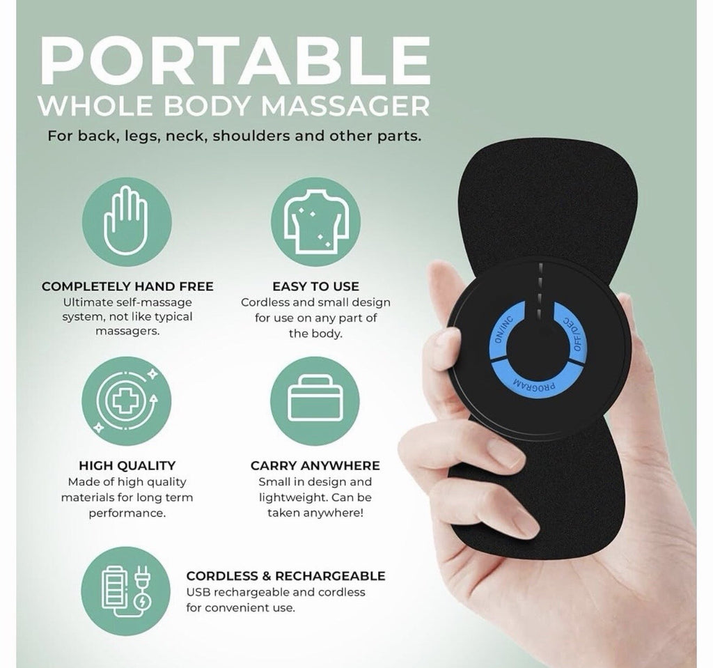 Nooro Portable Whole Body Massager TENS Pad Cordless Rechargeable Back Neck Pain