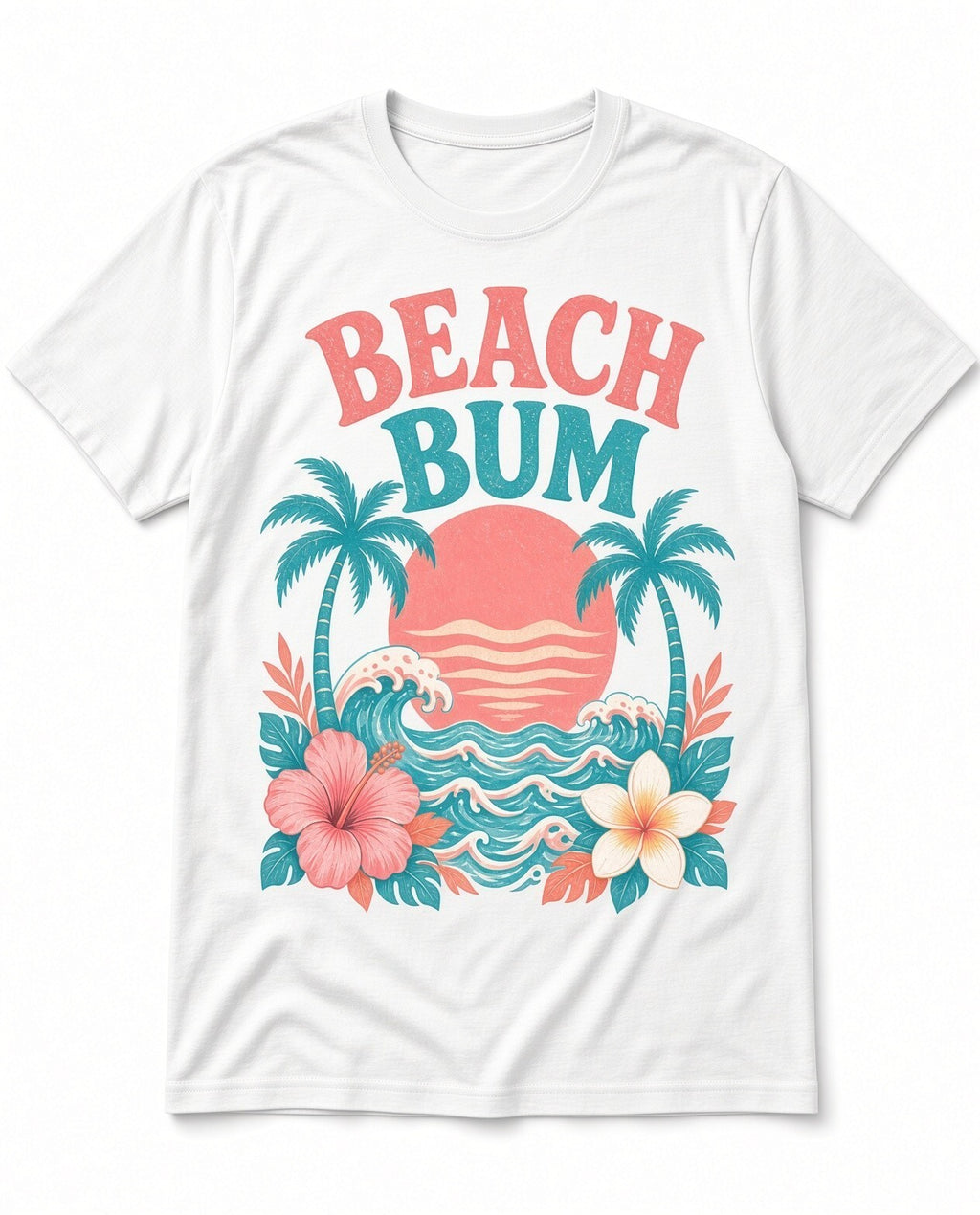 4PCS DTF Transfer Beach Bum Palms Sunset Hibiscus 10in Iron On