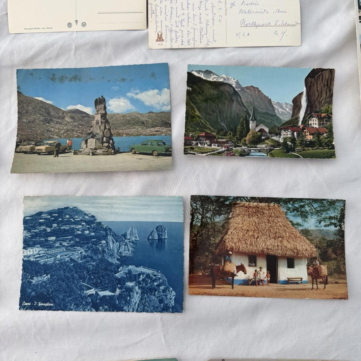 Vintage Postcards Lot - Switzerland Alps, Mexico Pyramids, Panama Canal, Europe