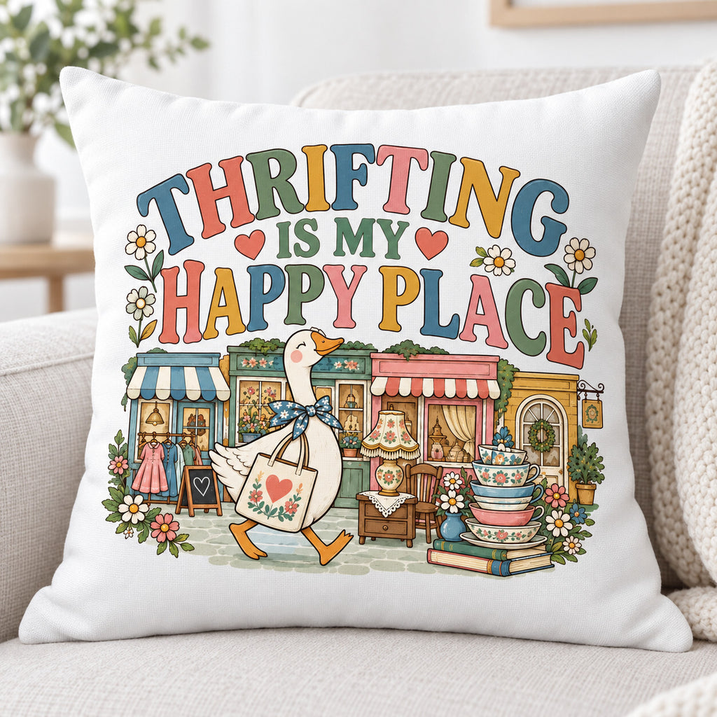Thrifting Is My Happy Place DTF Transfer 10 Inch Ready to Press Pack of 4