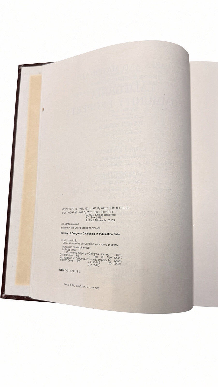 California Community Property Cases Materials Verrall Bird 4th Ed West Casebook