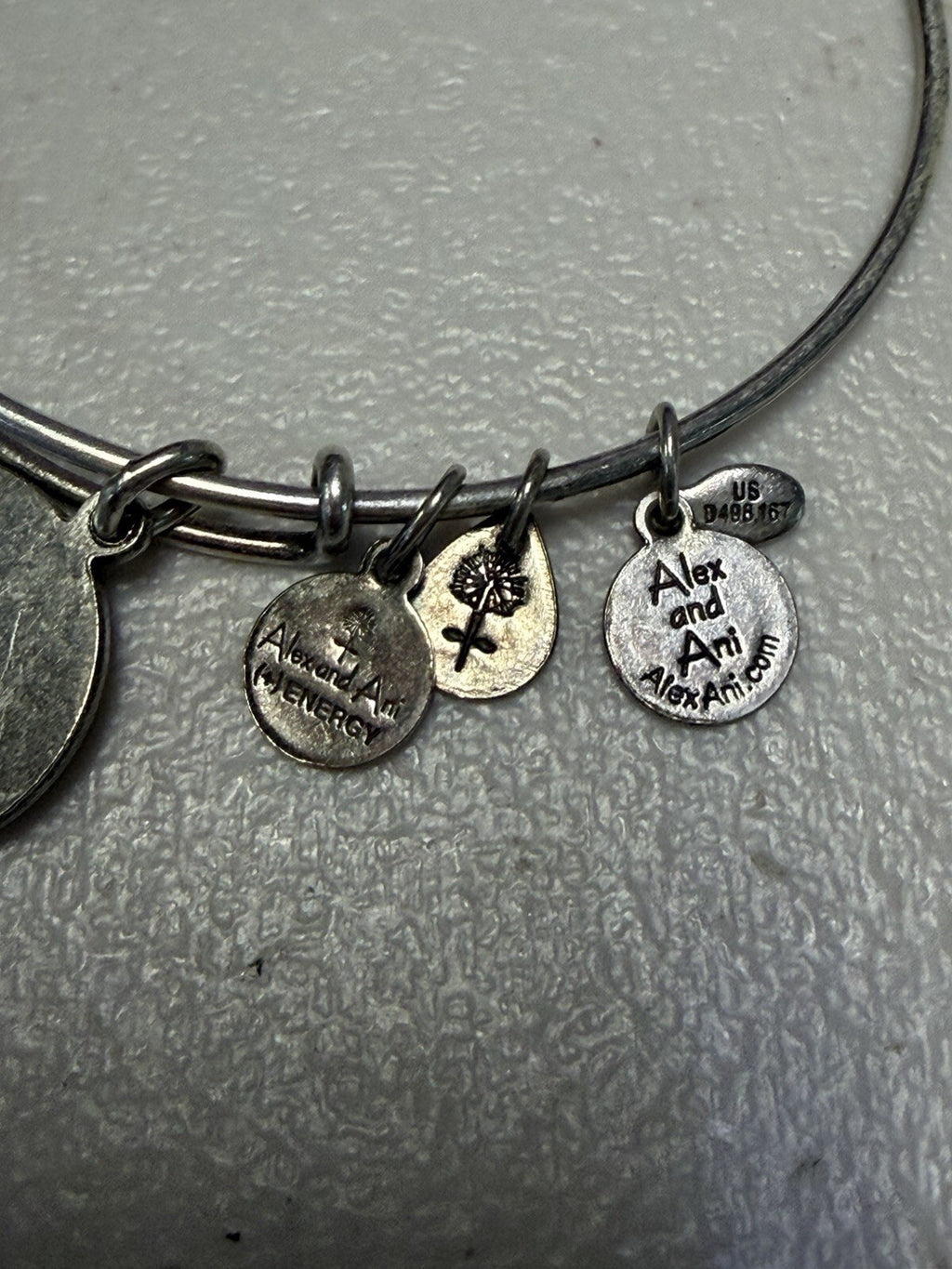 Alex and Ani Pisces Zodiac Charm Expandable Bangle Bracelet Silver Tone