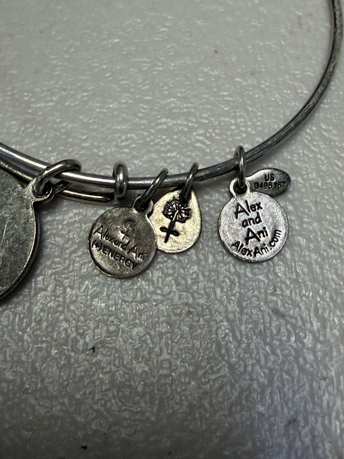 Alex and Ani Pisces Zodiac Charm Expandable Bangle Bracelet Silver Tone
