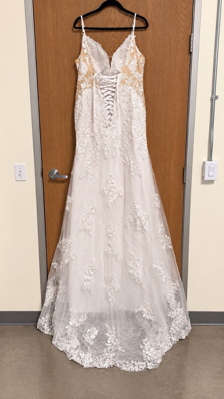 Size 18 White Lace Mermaid Wedding Dress Bridal Gown Corset Back Long Train