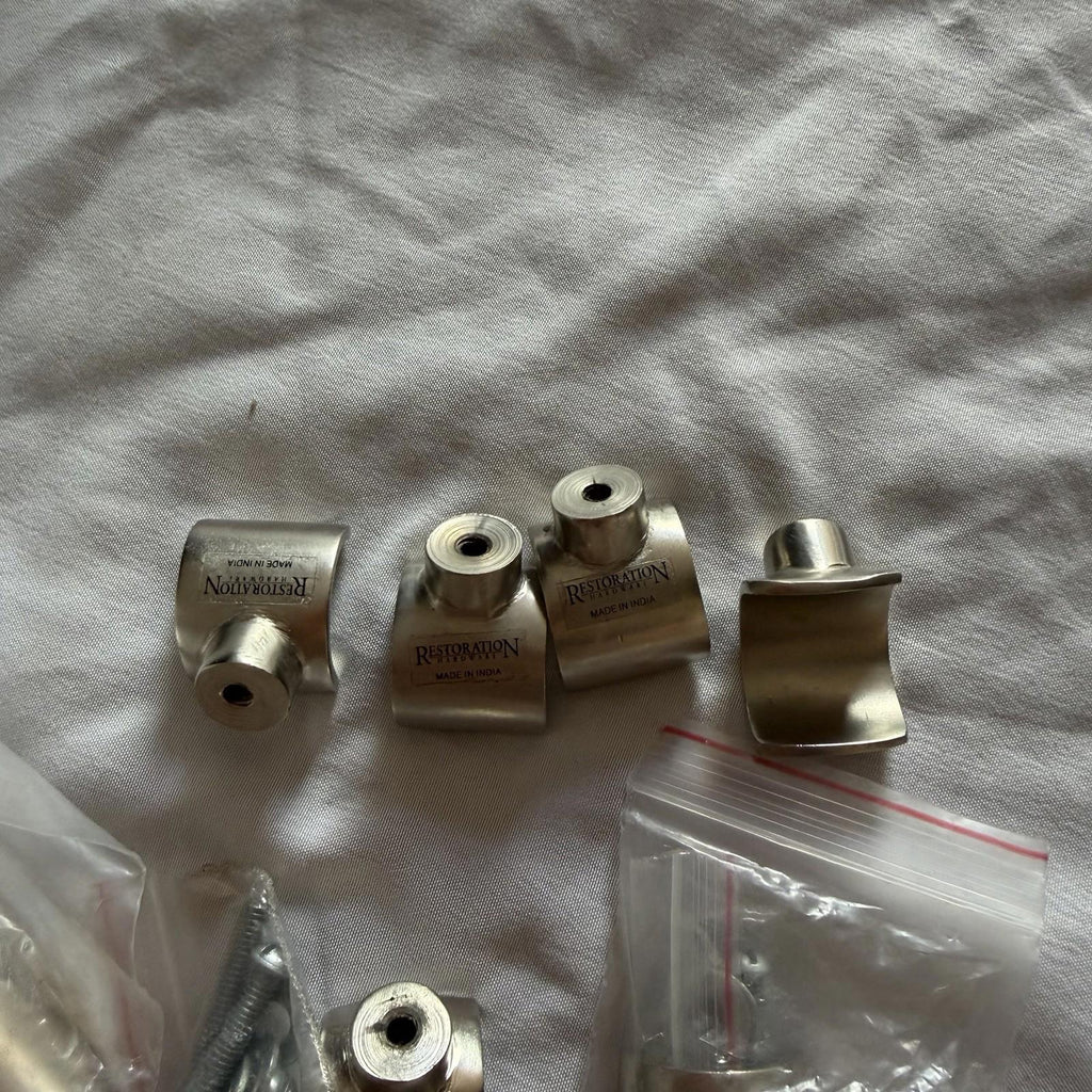 Restoration Hardware RH Pente Curved Cabinet Knob Drawer Pull Pewter Nickel Set