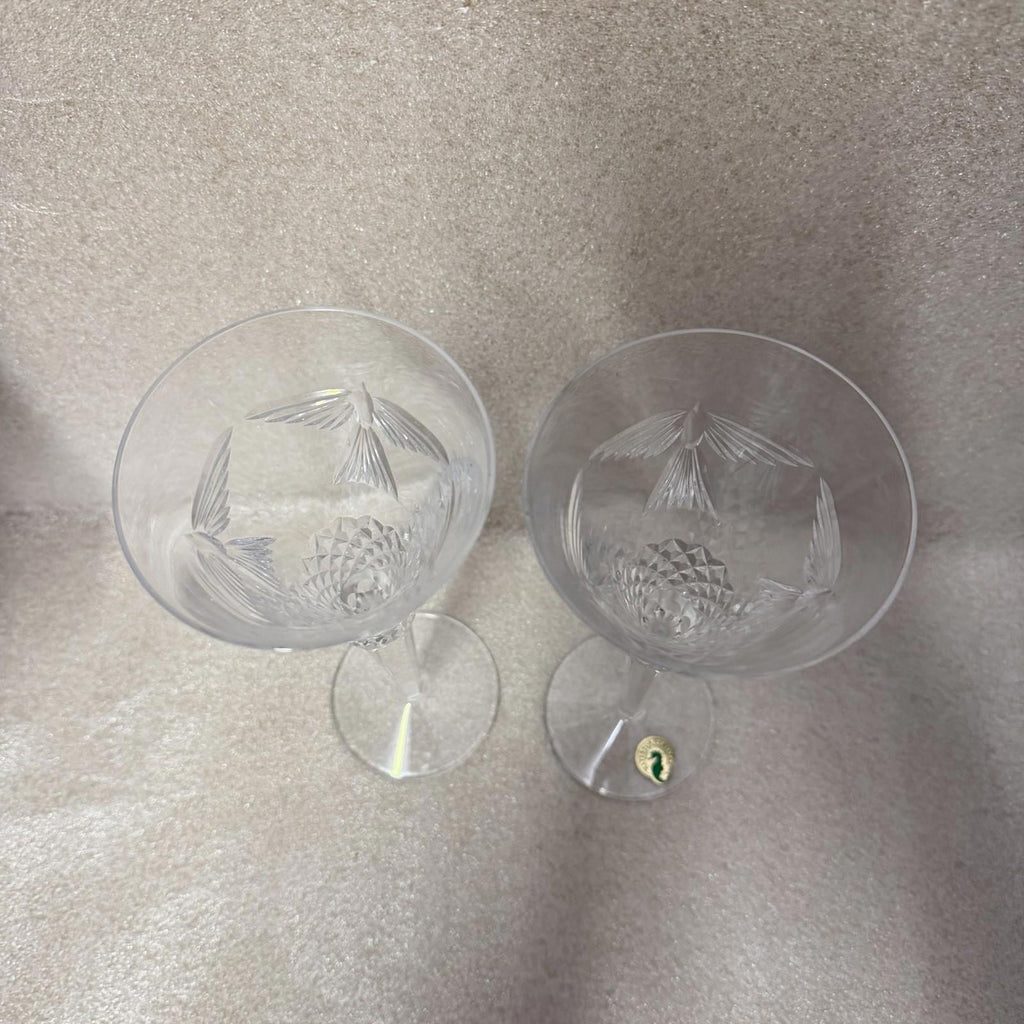 Pair Waterford Crystal Champagne Flutes The Millennium Collection PEACE Dove Set