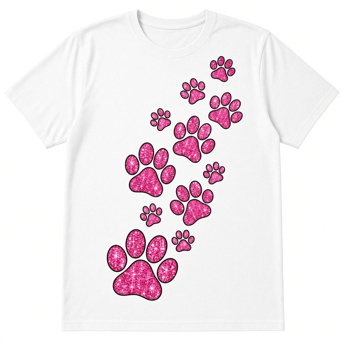 Pink Glitter Paw Print DTF Transfer 10" Pk4 Dog Cat Heat Press