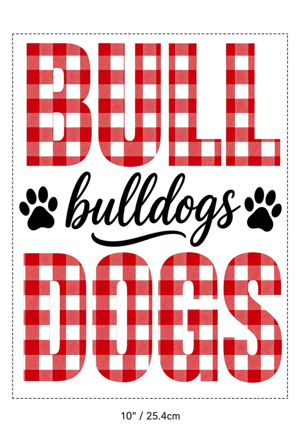 4pcs 10" Bull Bulldogs Dogs DTF PNG Buffalo Plaid Iron On Transfer