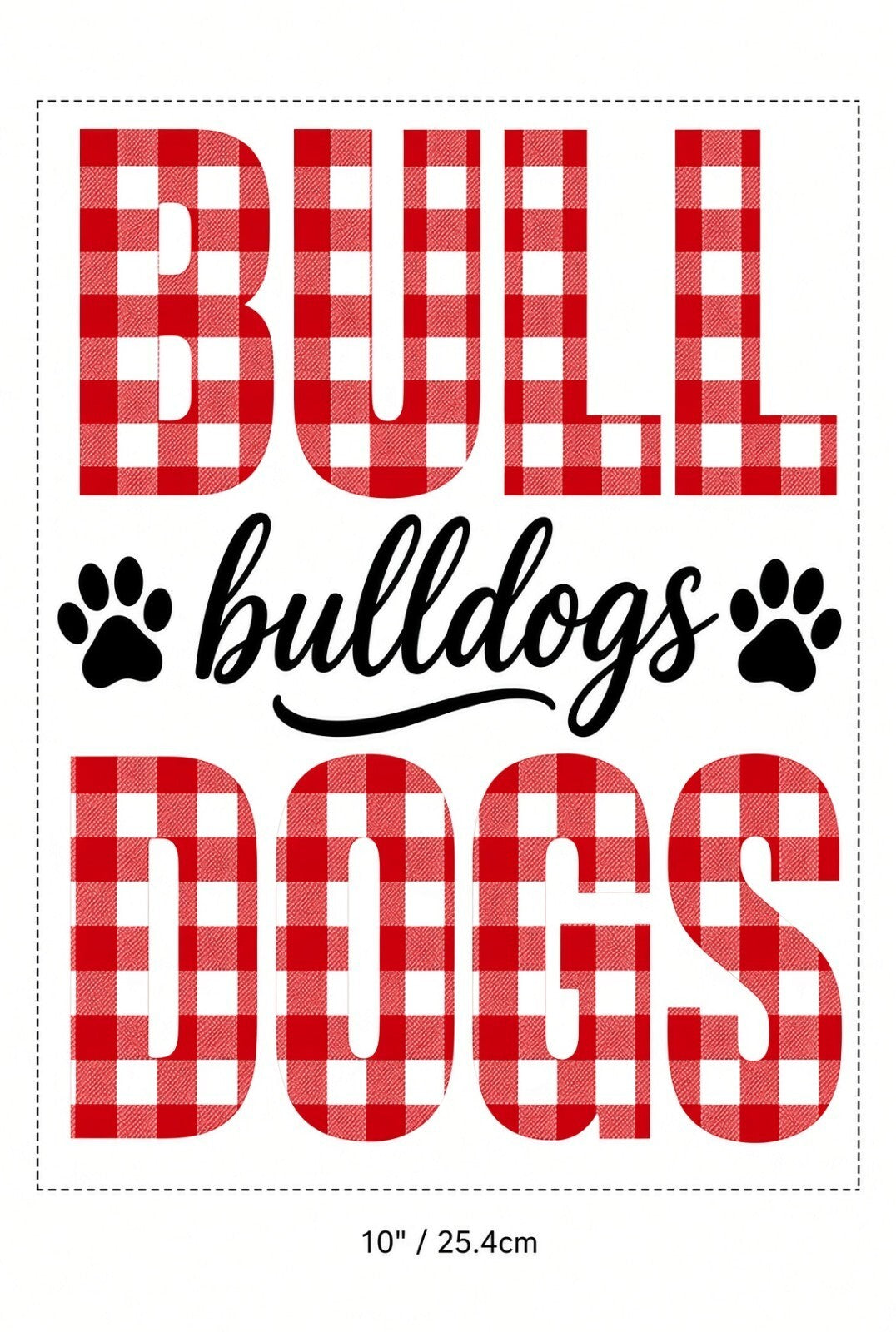 4pcs 10" Bull Bulldogs Dogs DTF PNG Buffalo Plaid Iron On Transfer