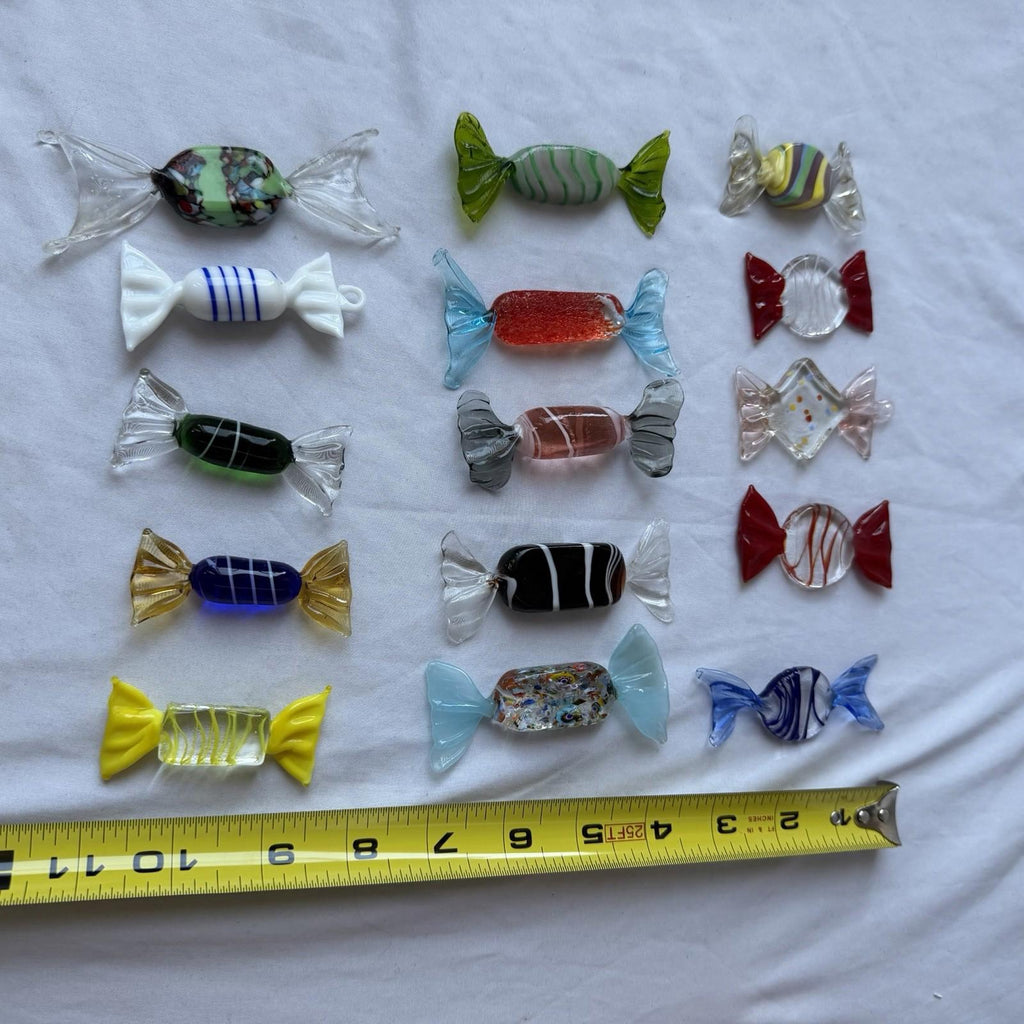 Vintage Murano Art Glass Candy Figurines Lot w/ Crystal Compote