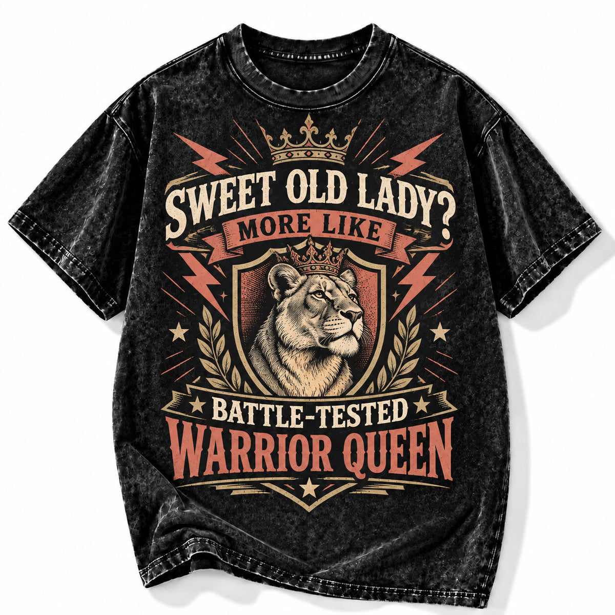 Battle Tested Warrior Queen Acid Wash Shirt Funny Women’s Graphic Tee