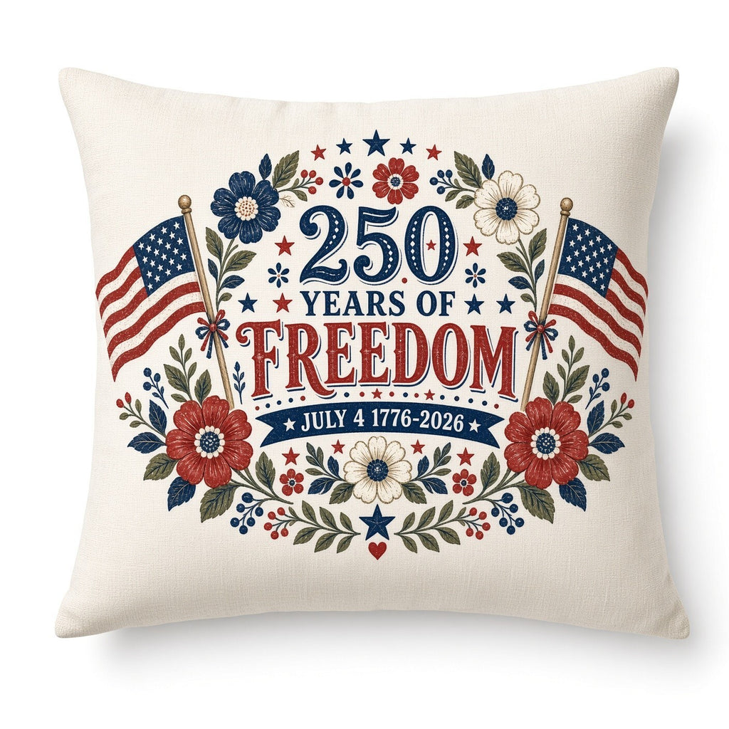4Pcs 10" 250 Years of Freedom DTF Transfers 1776-2026 Floral Flag Iron On