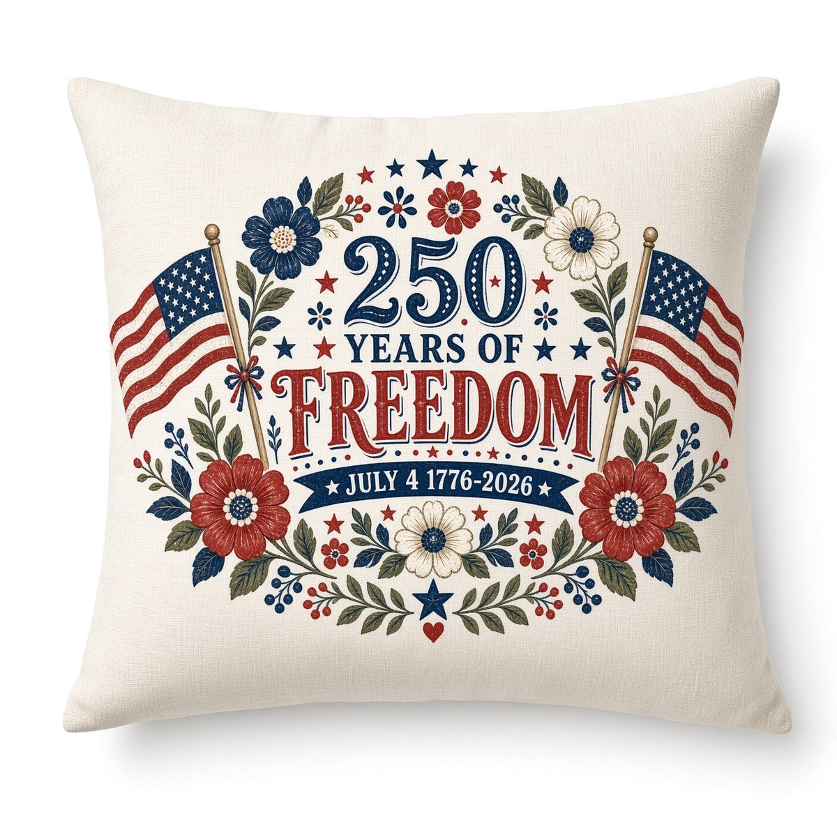 4Pcs 10" 250 Years of Freedom DTF Transfers 1776-2026 Floral Flag Iron On