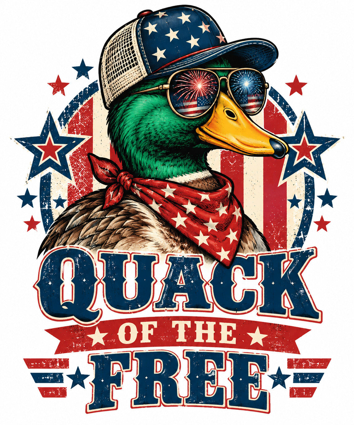 4Pcs Patriotic Duck DTF Transfers 10" Quack of the Free Heat Press Design