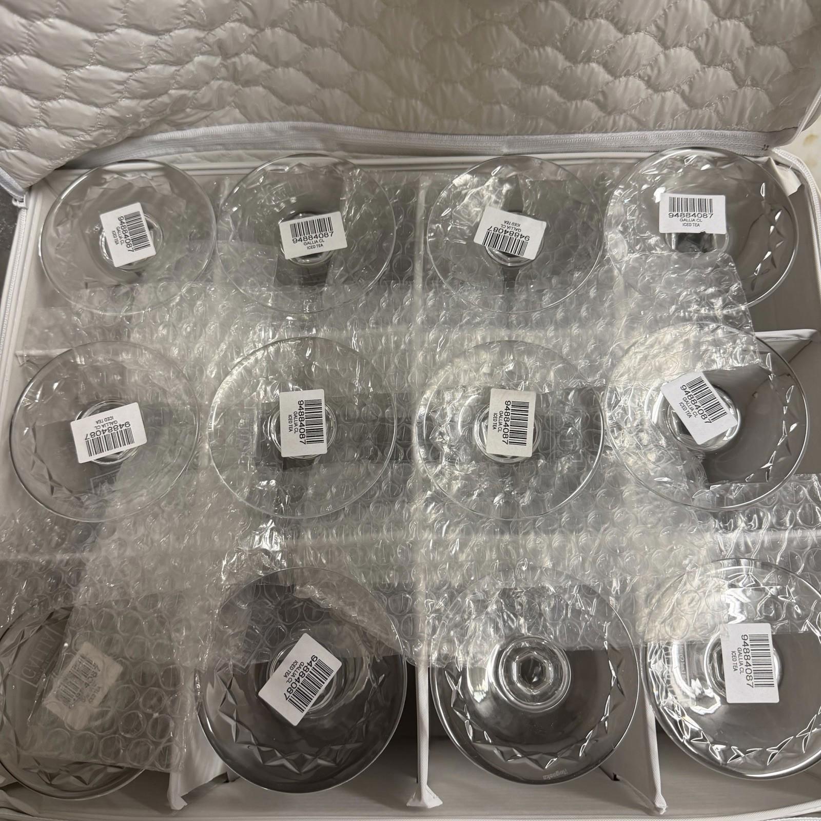 Set of 12 Rogaska Gallia Crystal Iced Tea Glasses - Floral Cut 9 5/8”