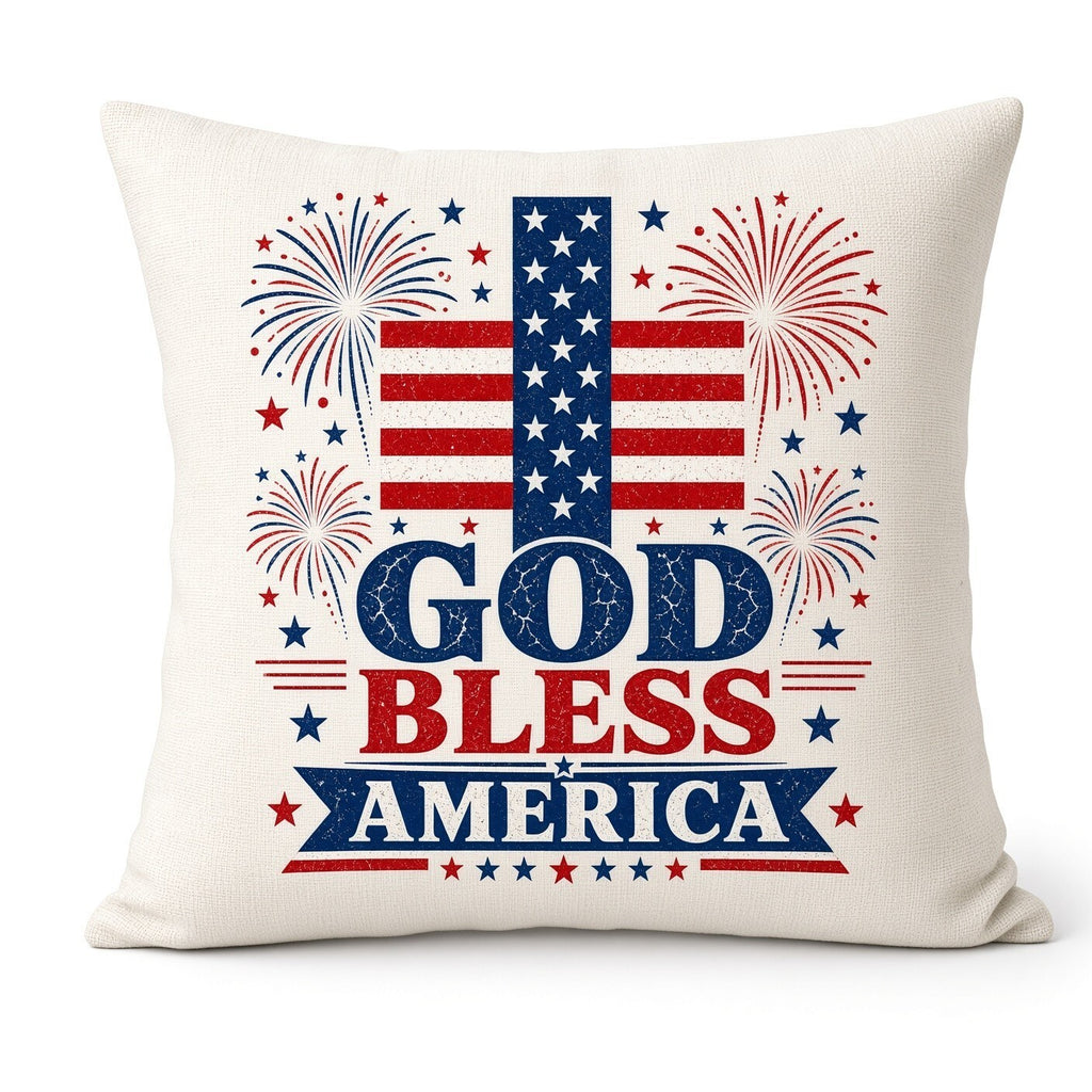 4Pcs 10" God Bless America DTF Transfers Flag Cross Fireworks Iron On