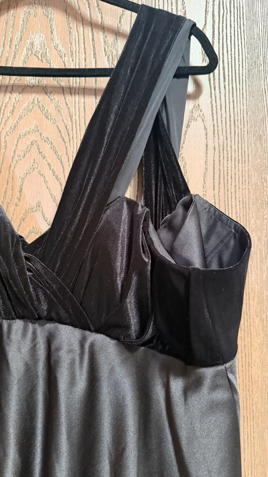 Black Satin Velvet Formal Evening Gown Dress XXL About 65” Long