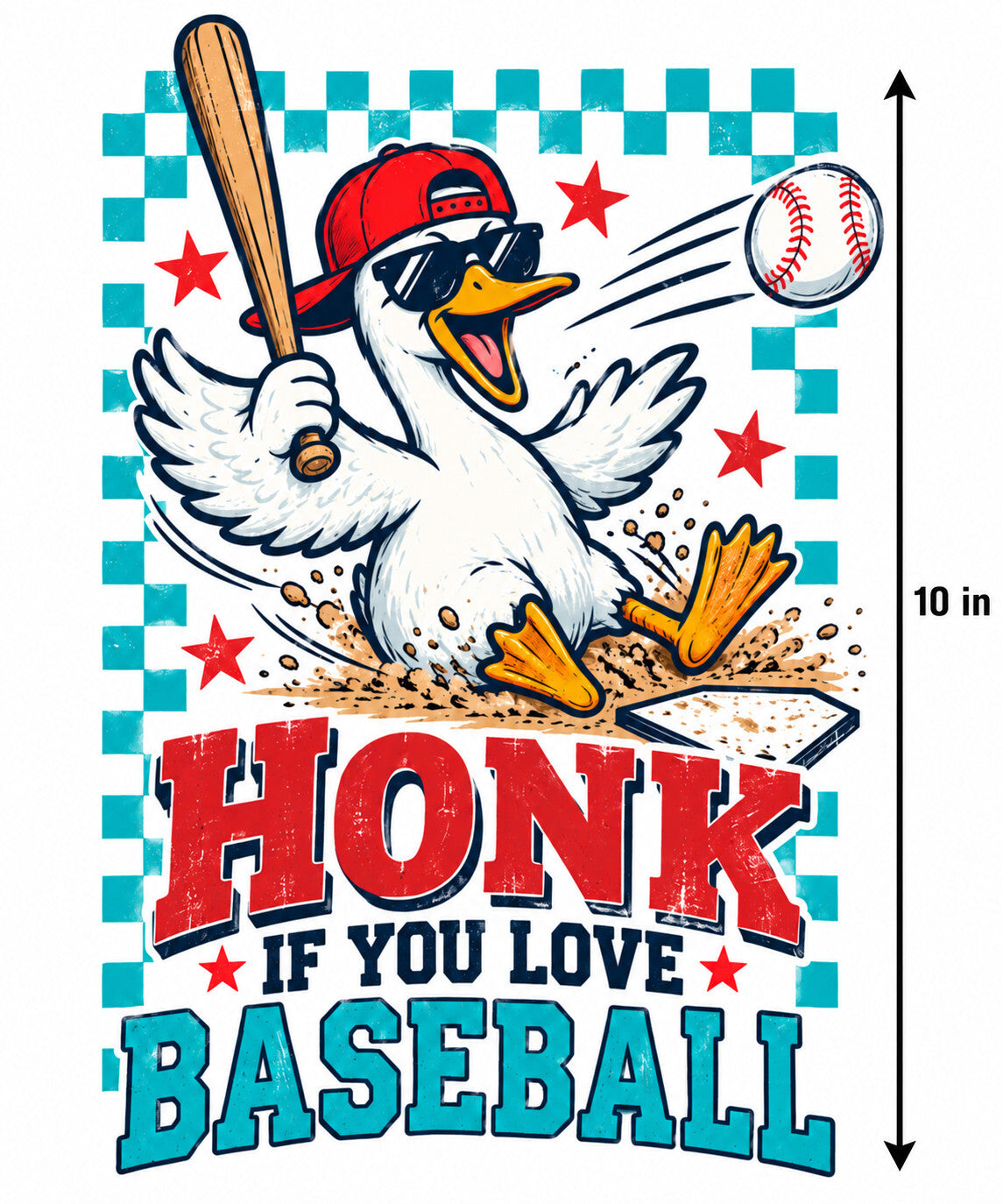 4Pcs Funny Baseball Goose DTF Transfers 10" Honk Heat Press Shirt Design