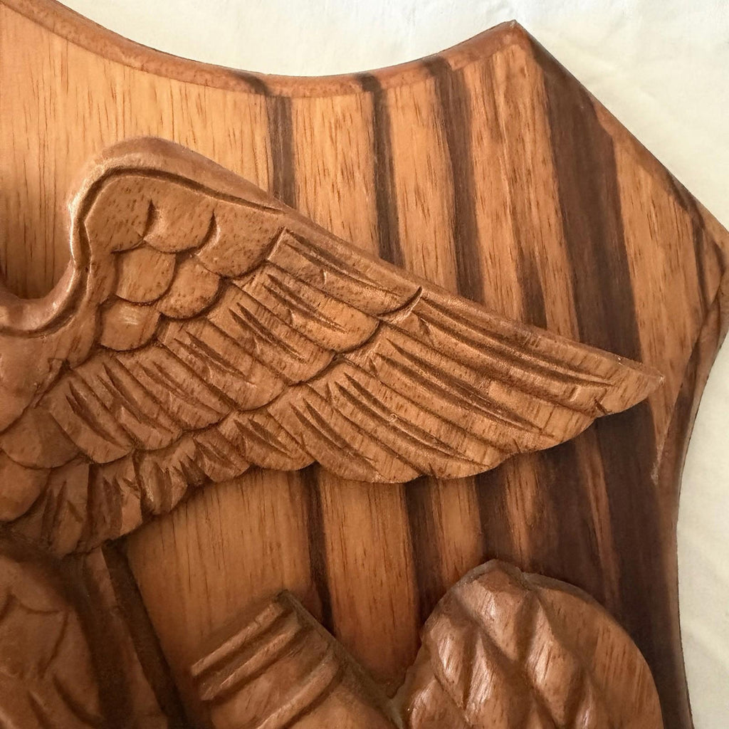 Large Hand Carved USMC EGA Eagle Globe Anchor Wooden Plaque Subic Bay