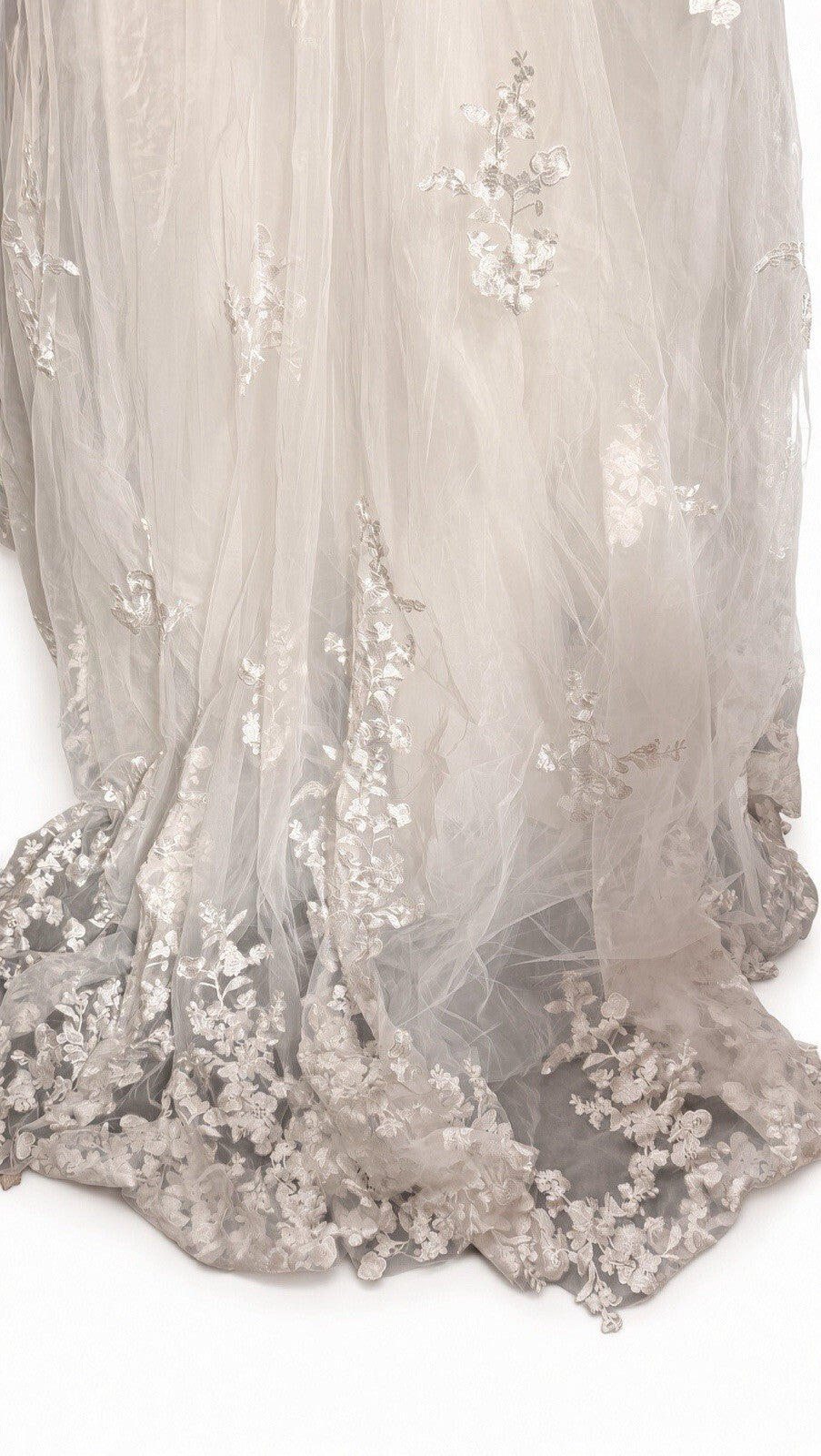 Ivory Lace Mermaid Wedding Dress Size 12 Floral Embroidered Bridal Gown Train