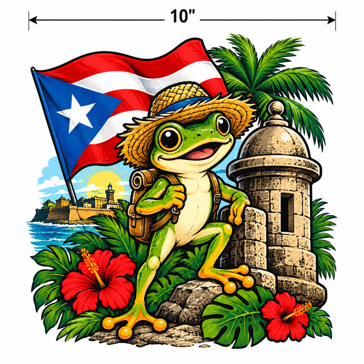 4Pcs Tropical Coqui Frog DTF Transfers Puerto Rico Design 10 Inch