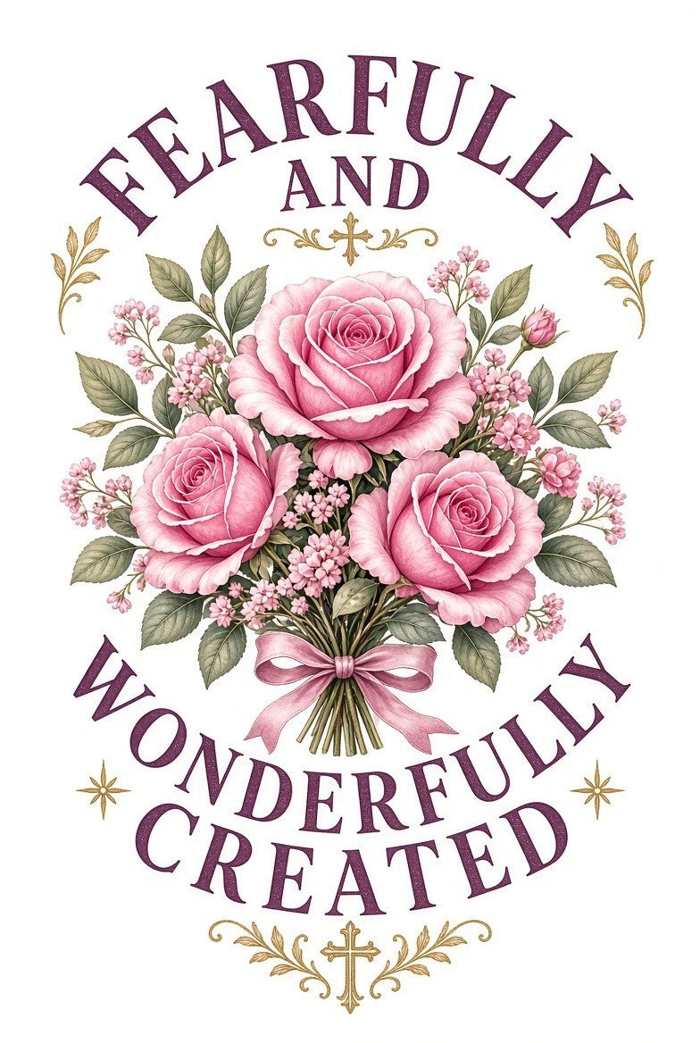 4pcs 10in Fearfully Wonderfully Created Roses DTF Transfer