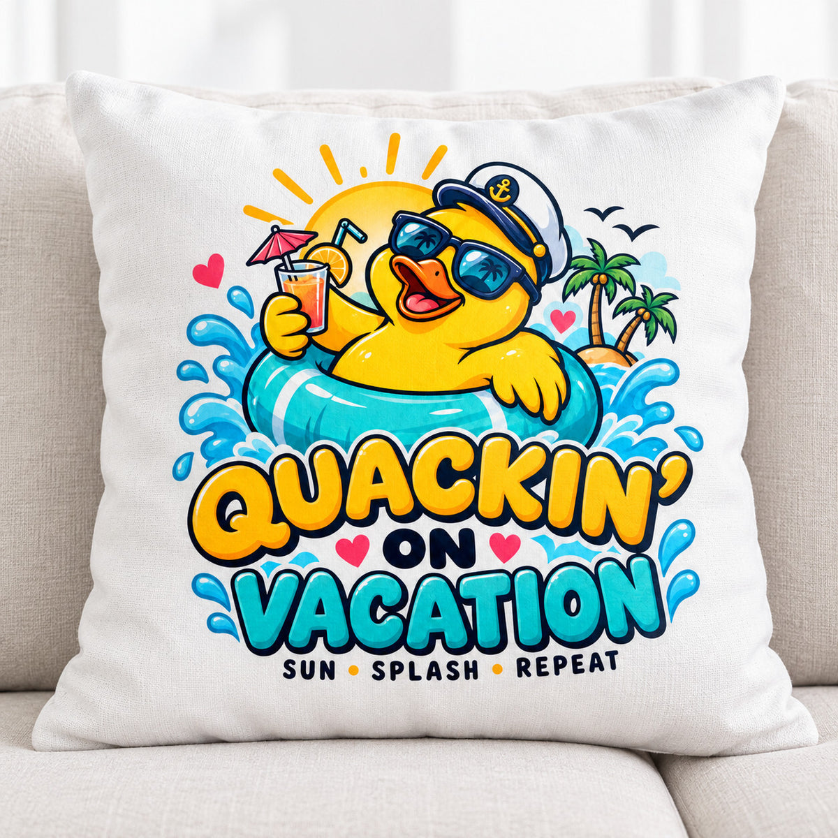 4 Pack Quackin’ On Vacation Duck DTF Transfers 10 Inch Iron On Decals
