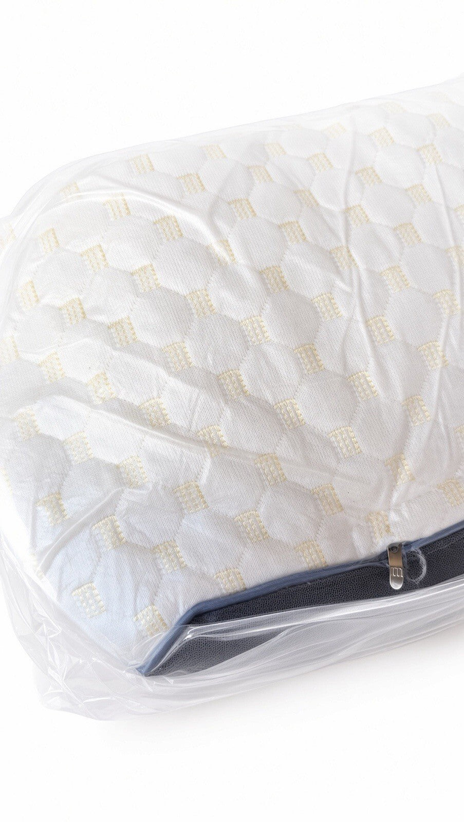 2 Pack Quilted Bed Pillows White Gold Pattern Gray Mesh Cooling Sleep Pillow Set