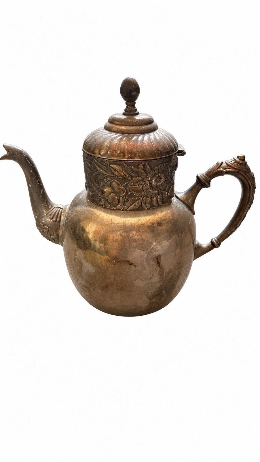 Vintage Derby Silver Co Silverplate Teapot Coffee Pot Floral Repousse Hinged Lid