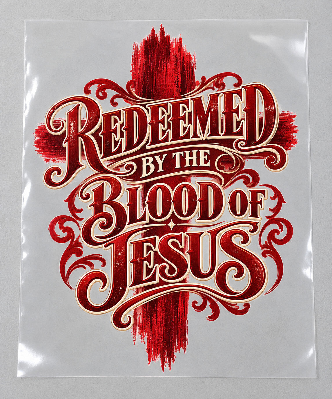 4 Pack Redeemed by the Blood of Jesus DTF Heat Transfers 10 Inch