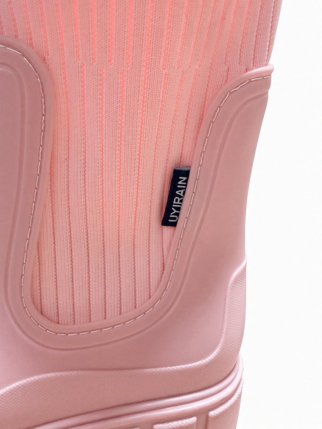 Pink Rain Boots Women Chelsea Sock Knit Waterproof Chunky Sole US 8 EU 39