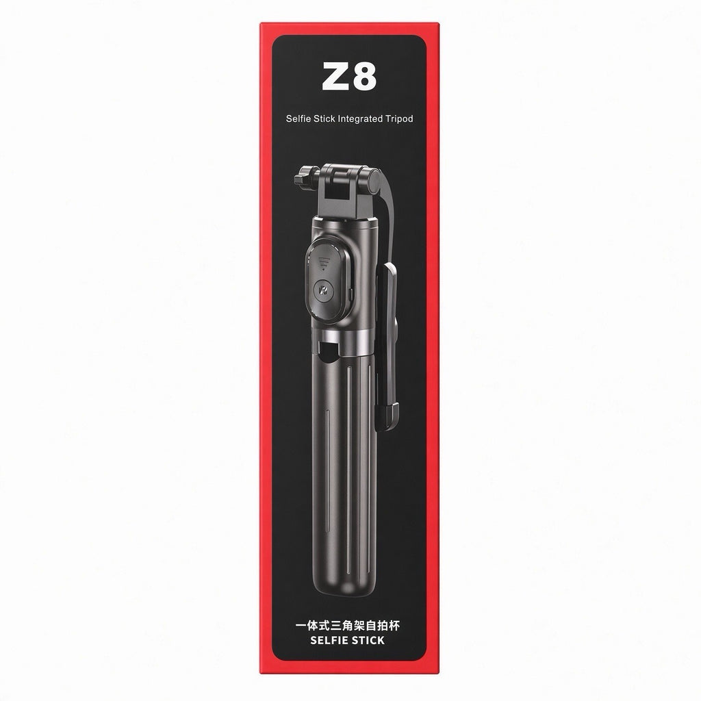 Z8 Selfie Stick Tripod Bluetooth Remote Stainless Steel 27.6 Inch