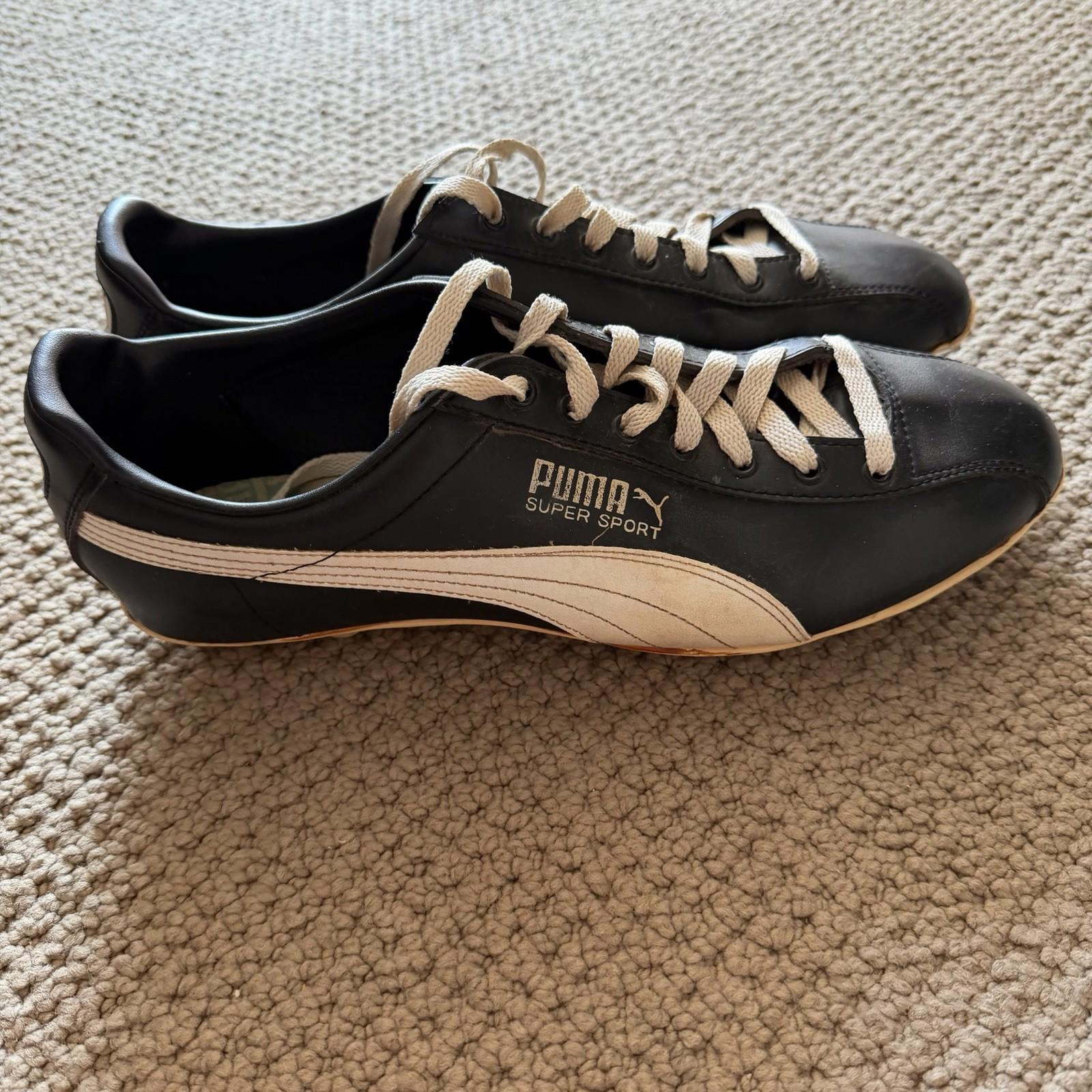 Vintage 1970s Puma Super Sport Soccer Cleats Black Leather Made Taiwan