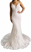 Size 18 White Lace Mermaid Wedding Dress Bridal Gown Corset Back Long Train