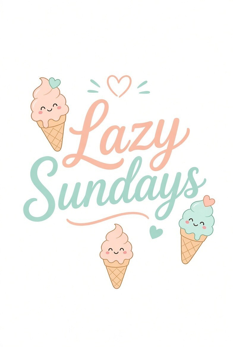 4pcs 10in Lazy Sundays Ice Cream Cute DTF Transfer