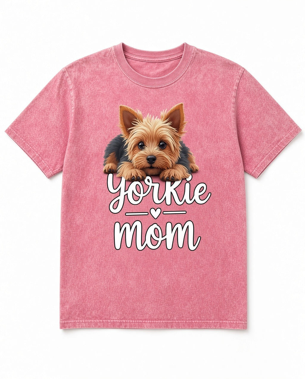 Acid Wash Pink Tee Yorkie Mom Shirt Cute Yorkshire Terrier Dog Lover Gift