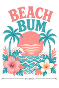 4PCS DTF Transfer Beach Bum Palms Sunset Hibiscus 10in Iron On