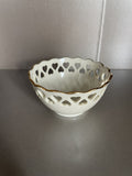 Lenox Lace Hearts & Rose Embossed Candy Dish with Gold Rims