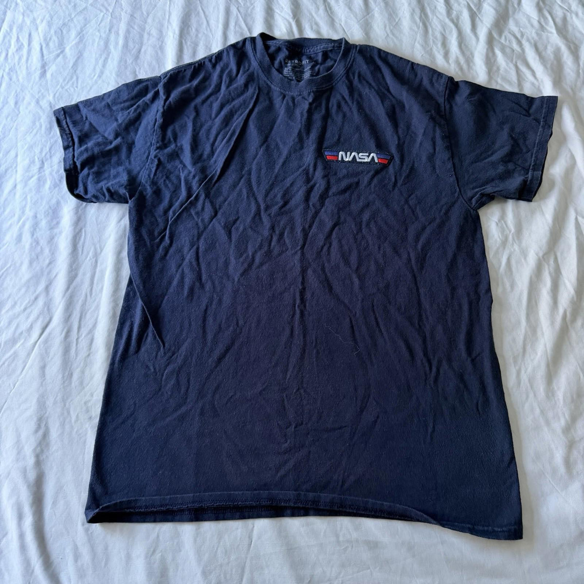 Vintage Retrofit NASA Embroidered Patch Navy T-Shirt Size M 90s Retro